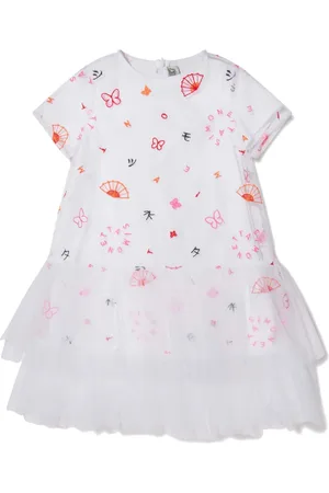 Simonetta Ruffle-skirt embroidered dress