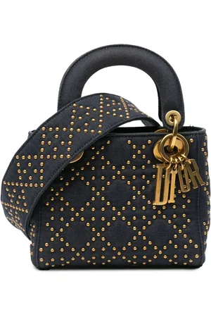 Dior 2017 Mini Denim Cannage Studded Supple Lady Dior satchel