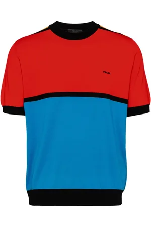 Prada Logo-embroidered colour-block jumper