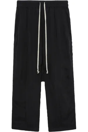 Rick Owens Pressed-crease drawstring cropped trousers