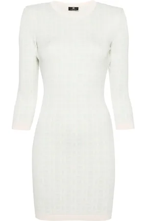 Elisabetta Franchi Monogram-jacquard open-back dress
