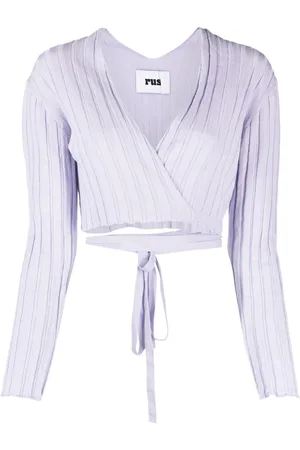 RUS Cropped ribbed wrap cardigan
