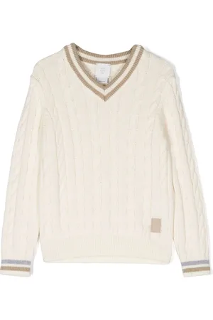 ELEVENTY Cable-knit stripe-trim jumper