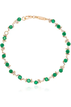 Suzanne Kalan 18kt yellow , emerald and diamond tennis bracelet