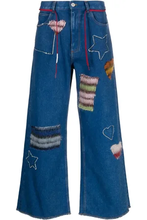 Marni Logo-patch cotton wide-leg jeans