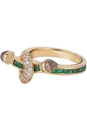 Ananya 18kt yellow Chakra diamond and emerald ring