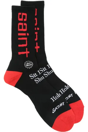SAINT MXXXXXX Logo-intarsia socks