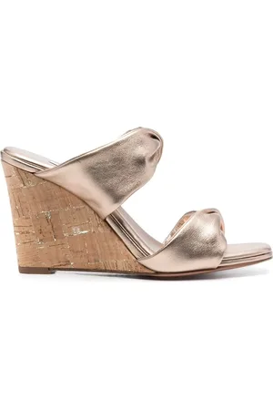 Aquazzura Twist-strap metallic wedge sandals