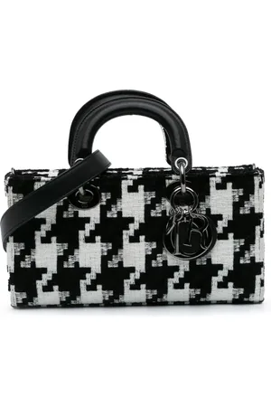 Dior 2022 Medium Canvas Macro Houndstooth Lady D Joy satchel