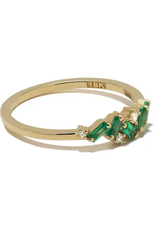 Suzanne Kalan 18kt yellow Fireworks emerald cluster ring