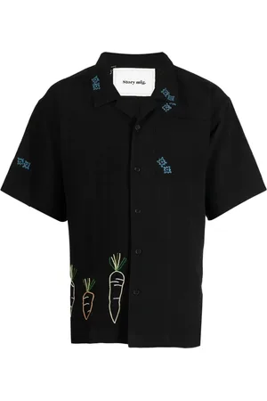 Story Embroidered-motif cotton-linen blend shirt
