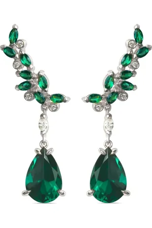 Lark & Berry 14kt white gold Veto Raindrop emerald earrings