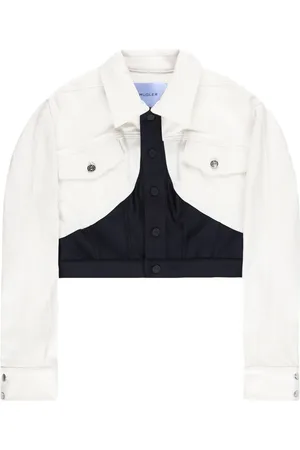 MUGLER Panelled cropped denim jacket