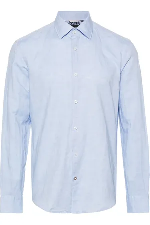 HUGO BOSS Spread-collar linen-blend shirt