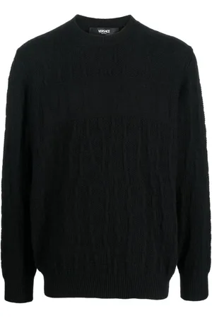 VERSACE Crocodile-pattern cable-knit jumper
