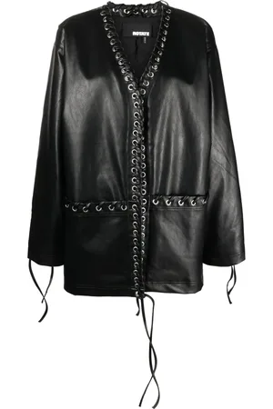 ROTATE Eyelet-embellished faux-leather coat