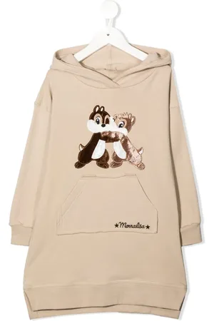 MONNALISA Embroidered-logo detail hooded dress