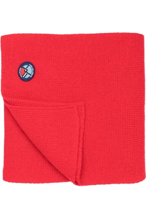 YVES SALOMON Knitted logo-patch scarf