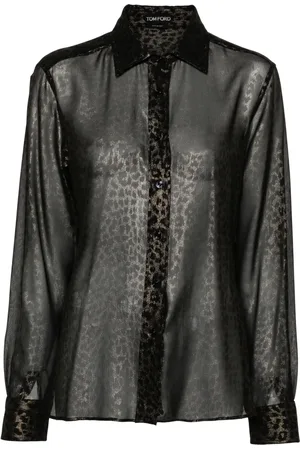 Tom Ford Laminated leopard-print silk shirt