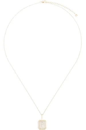 Mateo 14kt yellow crystal frame P initial diamond necklace