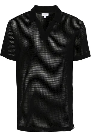 Sunspel Linear mesh design polo shirt