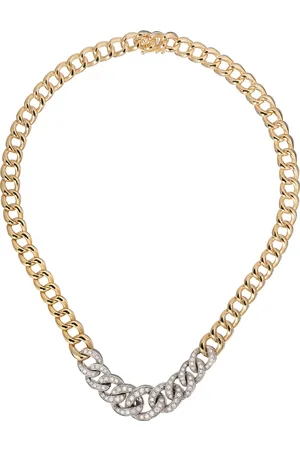 Leo Pizzo 18kt white & yellow Groumette chain-link diamond necklace