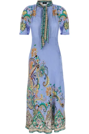 Etro Tied-neck floral-print dress