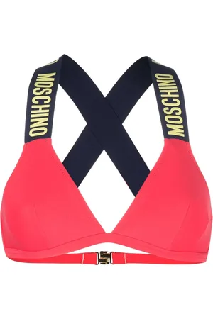 Moschino Logo-embossed bikini top