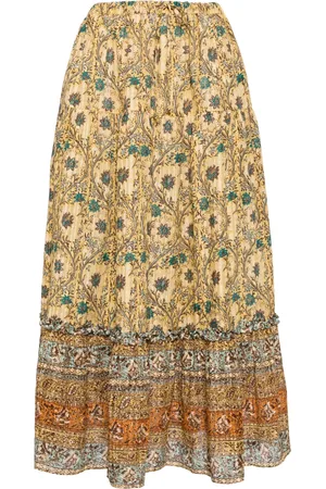 ULLA JOHNSON Paige Caspia-print drawstring skirt