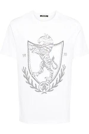 Roberto Cavalli Rhinestone-logo cotton T-shirt