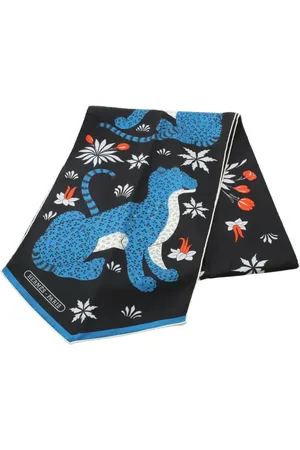 Hermès 2010s Maxi Twilly Les Leopards scarf