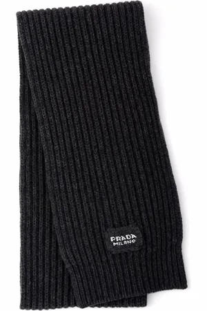 Prada Logo-patch knitted scarf