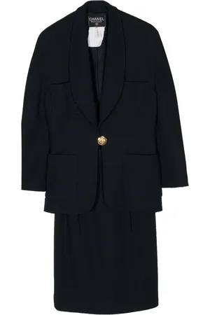 CHANEL 1990s single-breasted wool skirt suit