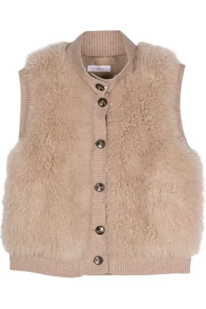 LISKA Fur-design ribbed-trim gilet