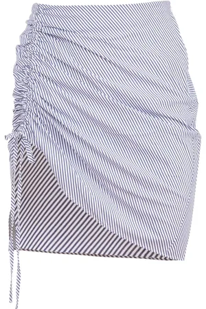 FLEUR DU MAL Ruched poplin mini skirt