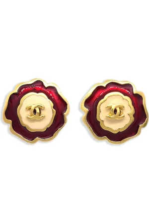 CHANEL 2003 CC flower earrings