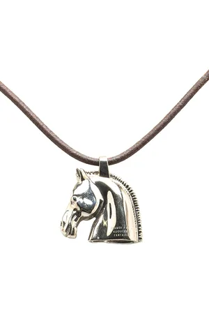 Hermès 20th Century Palladium Plated Horse Head Pendant Necklace costume necklace