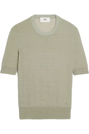 Ami Textured round-neck knitted top