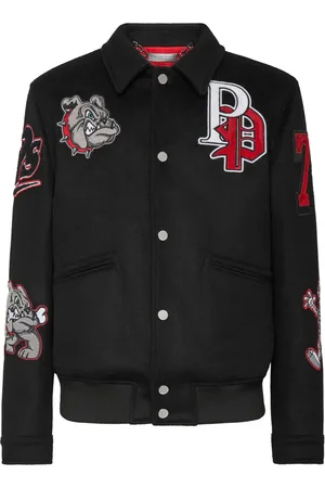 Philipp Plein Logo-patch spread-collar bomber jacket