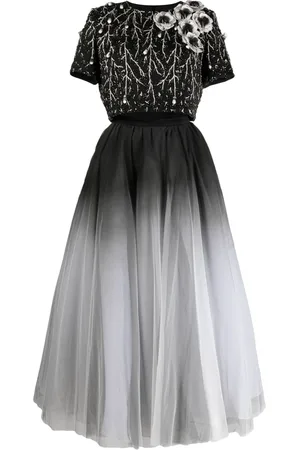 Saiid Kobeisy Beaded gradient tulle-skirt dress