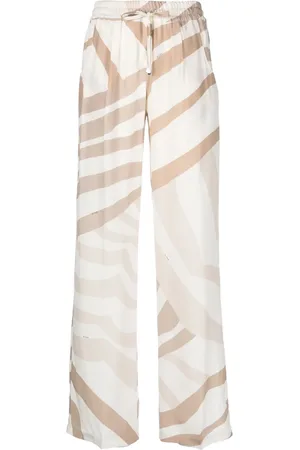 Kiton Abstract-print drawstring silk trousers