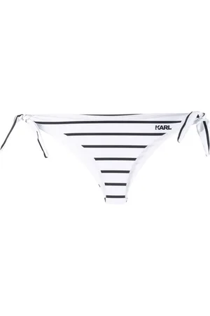 Karl Lagerfeld Striped logo-print bikini bottoms