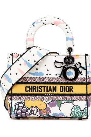 Dior 2022 Medium Canvas Embroidered Ciel De Reve Lady D Lite satchel