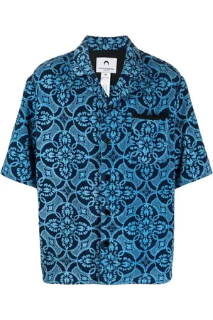 Marine Serre Oriental Towel-print short-sleeve shirt