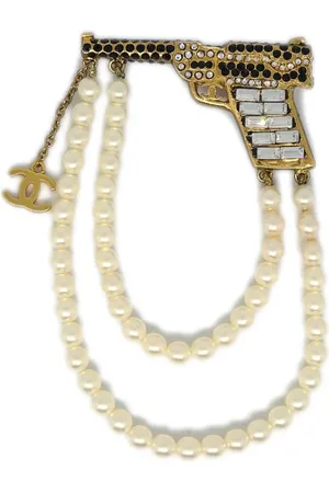 CHANEL 2001 gun rhinestone-embellished brooch