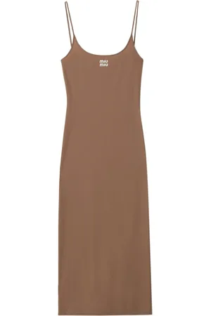 Miu Miu Logo-print jersey midi dress