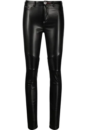 Philipp Plein Ribbed-knee high-waist leggings