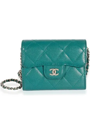 CHANEL CC diamond-quilted chain wallet