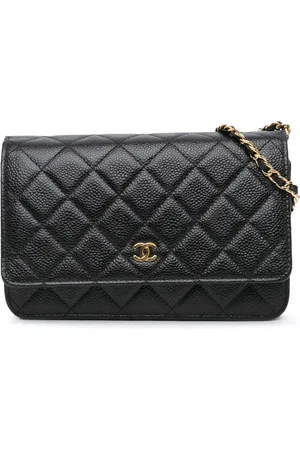 CHANEL 2021-2024 CC Quilted Caviar Wallet on Chain crossbody bag