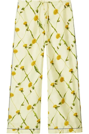 Burberry Dandelion-print silk-satin trousers